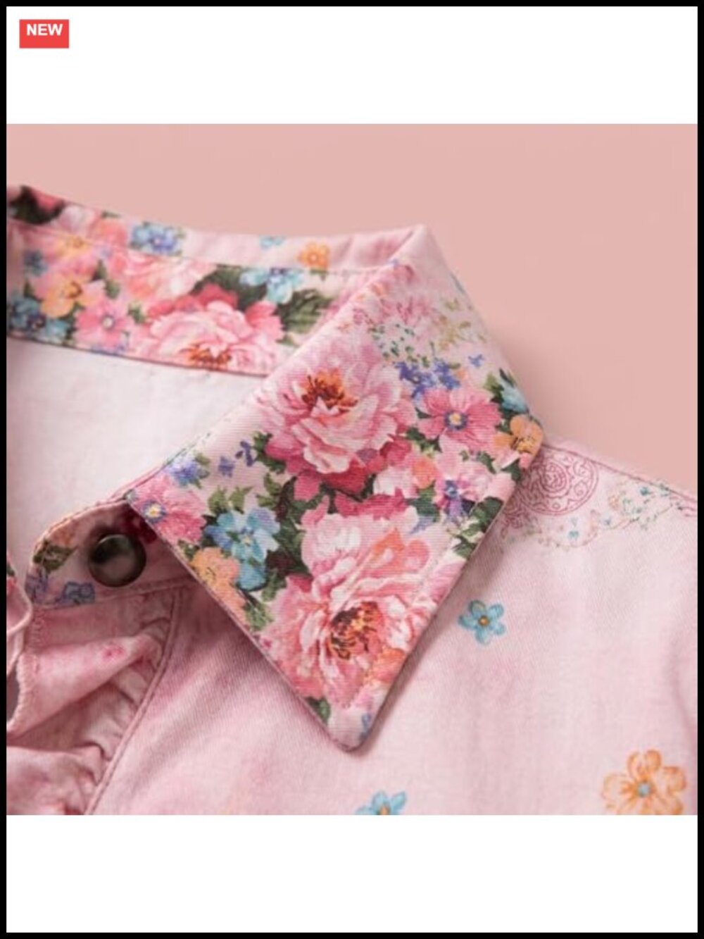 Floral Ruffle Trim Lightweight Button Jacket Blazer - Picture 3 of 6